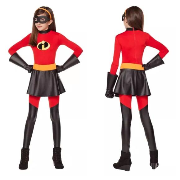 Disney Pixar Kids Violet Incredibles 2 Dress Tights Super Hero Halloween Costume - Picture 1 of 15